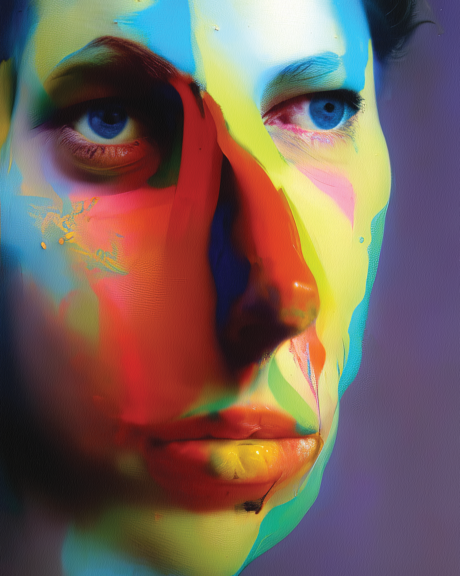 A color field inspired AI generated portrait of Helen Frankenthaler